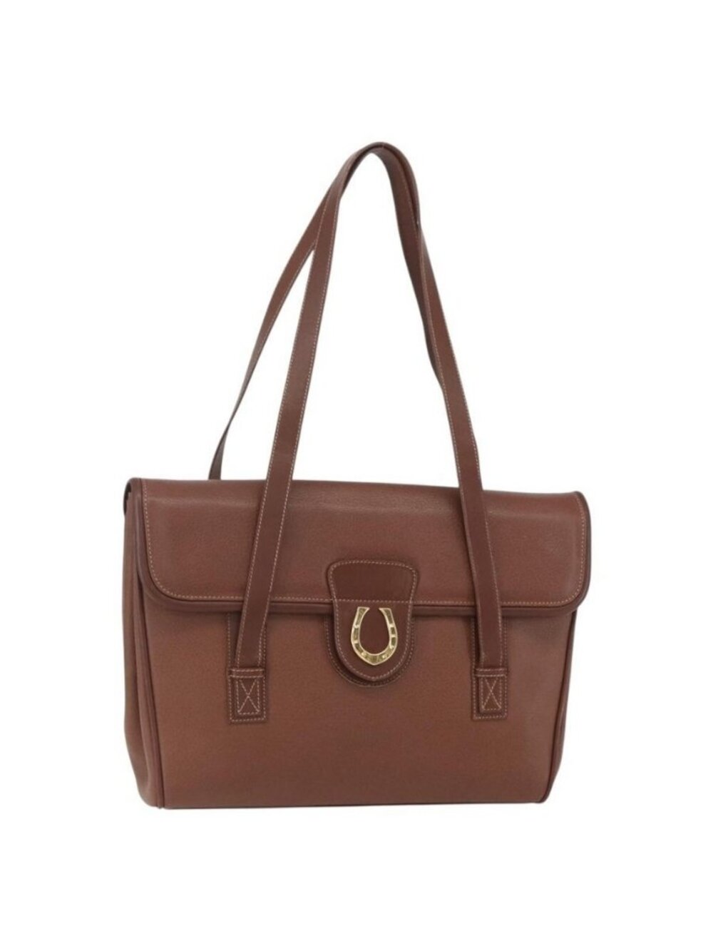 Authentic GUCCI Shoulder Bag Leather Brown Gold 001 115 1199